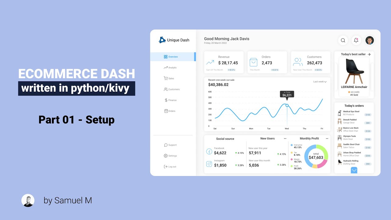 How To create An ECommerce Dashboard UI(Part 01) - Python/Kivy