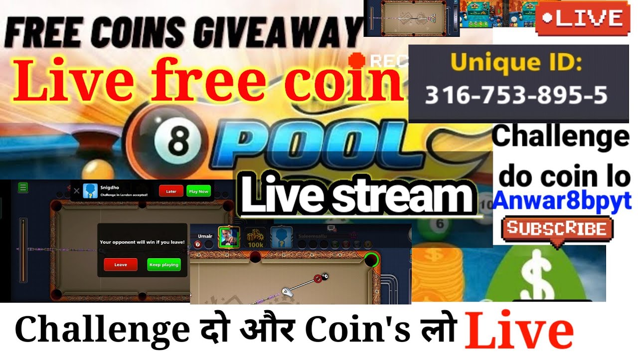 📢 Free Coin 8 Ball Pool : 👍 Live stream | Anwar8bpyt