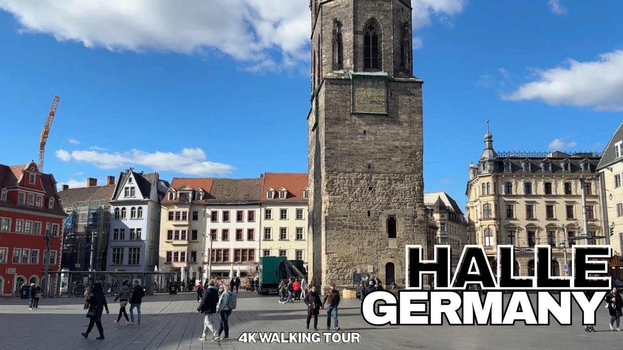 Спокойная прогулка в 4K | Галле (Заале), Германия | Звуки города и расслабляющая прогулка