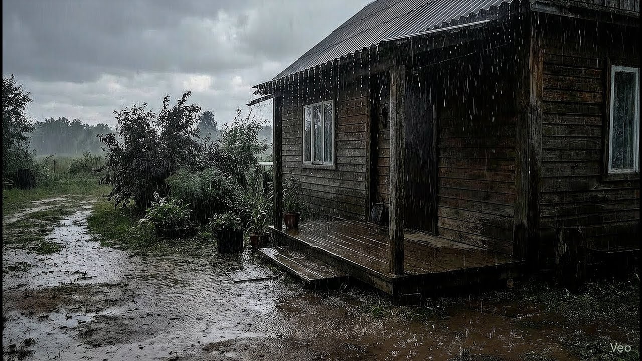 Chuva Real Em Casa De Madeira 🌧️ Um Convite Natural Para O Sono Rápido