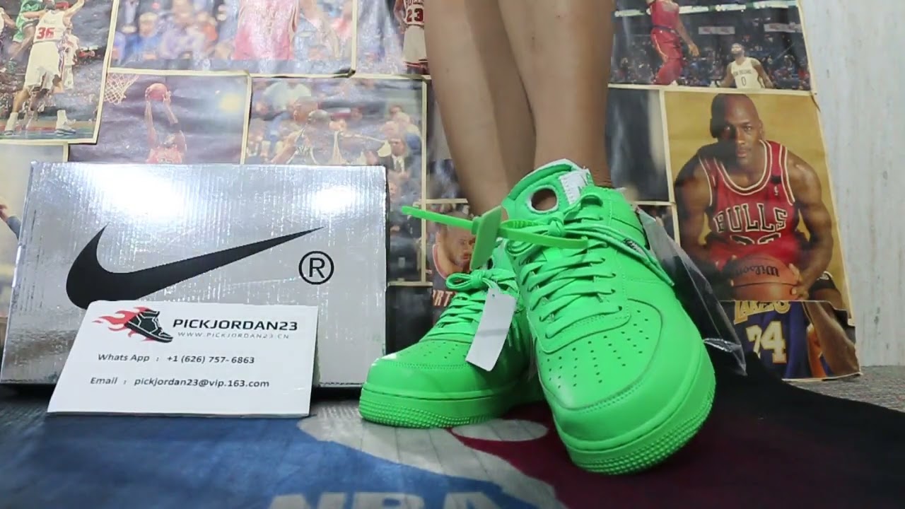 OFF WHITE x Nike Air Force 1 Low &ldquo;Light Green Spark&rdquo; correct box on Feet Show