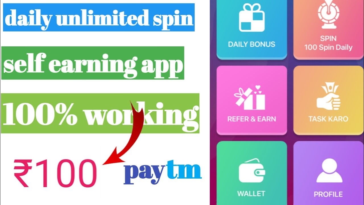 daily unlimited spin new self earning 2020  app Paytm cash tamil