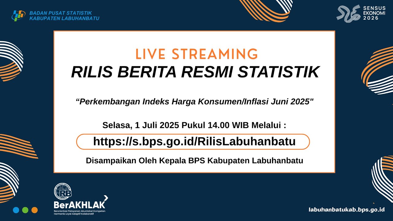 Berita Resmi Statistik Perkembangan Indeks Harga Konsumen/Inflasi Juni 2025 Kab. Labuhanbatu