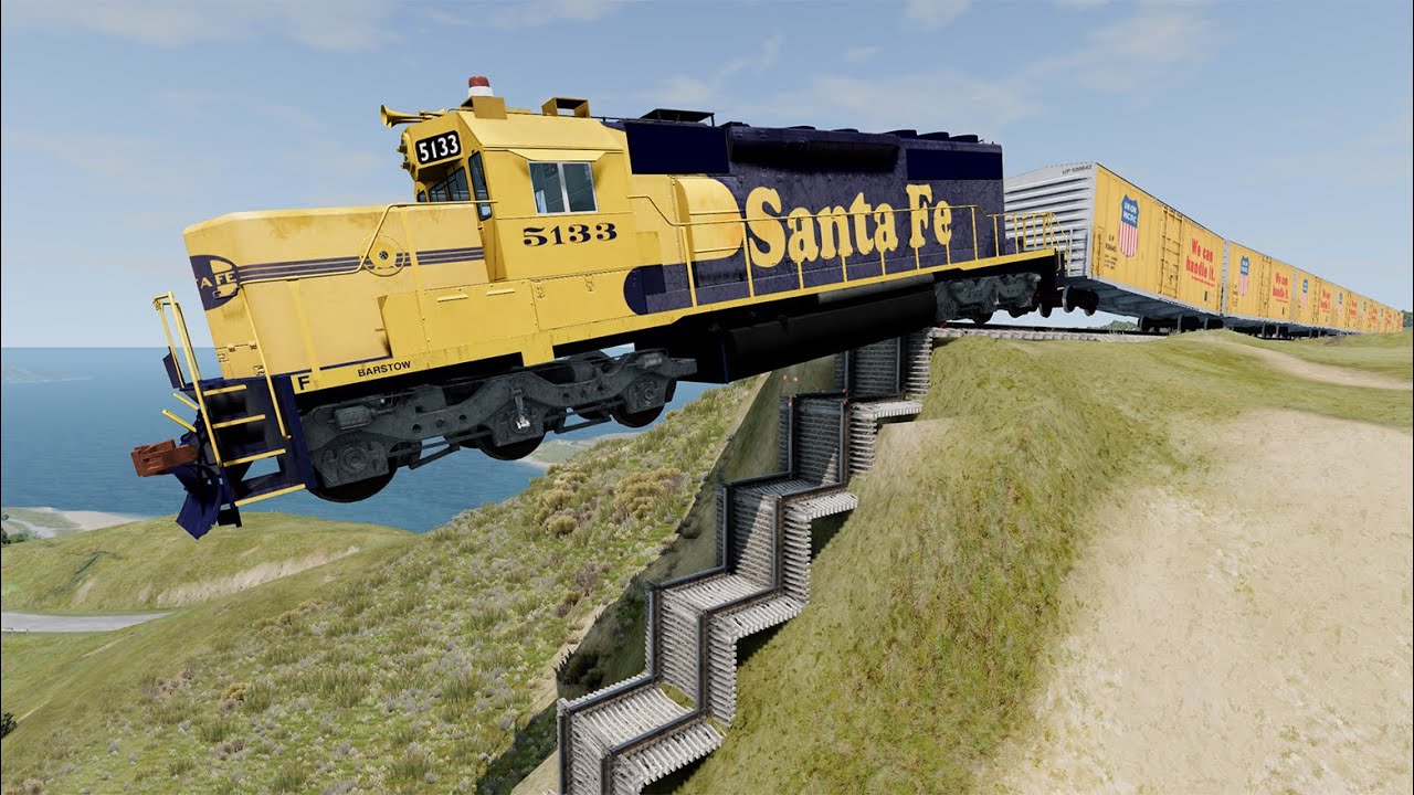 Train Vs Rail Stairs - Beamng.Drive