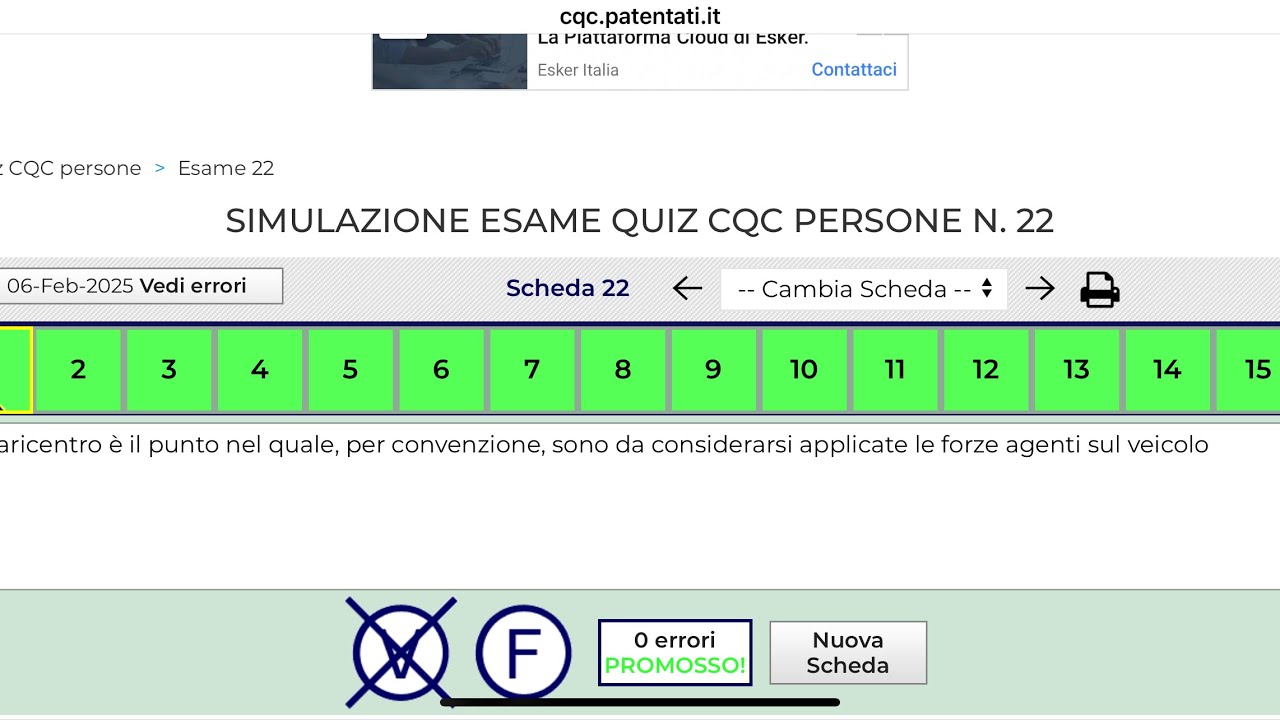 Scheda Quiz N 22 Simulazione Esame Cqc Persone Corso Online