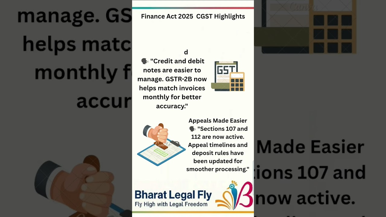 Finance Act 2025 key CGST Amendments you should know #bharatlegalfly #financeact2025 #gst