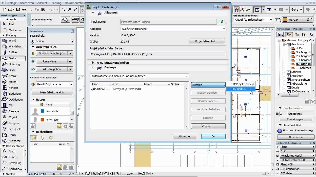 ArchiCAD 16 - BIM Server - 1 - Manuelle Erstellung eines PLN Projekt-Backups aus ArchiCAD