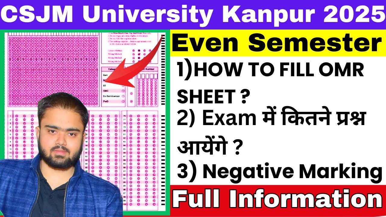 CSJMU Even Semester Exam Pattern 2025🔥|OMR Sheet kaise bhare|Csjmu 2nd,4th,6th Semester Exam Pattern