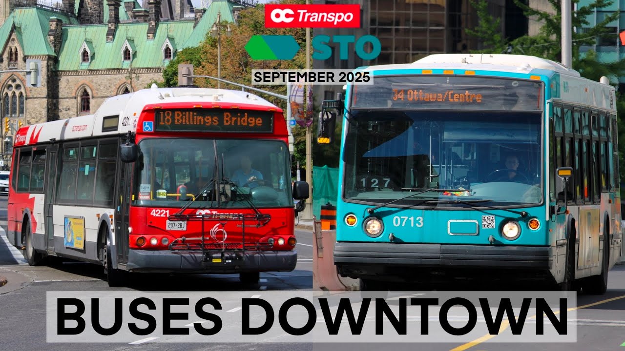 OC Transpo and STO Buses Downtown around Mackenzie King/Rideau - September 2025