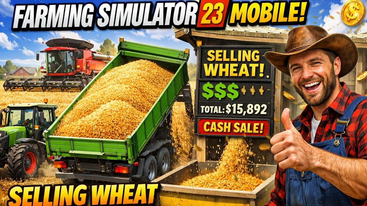 FS 23 MOBILE 🚜🚜!! Selling wheat for first income💲#viralvideo #gaming #FS23