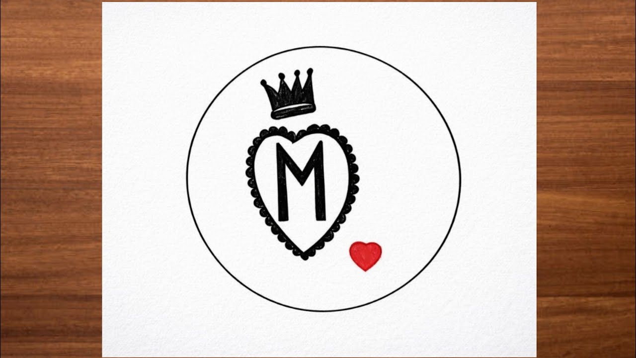 Royal Heart Monogram Logo – Crowned “M” Love Art Easy Drawing For Biginner