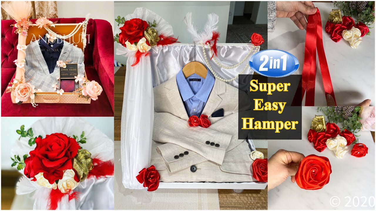 The Most Easy Way to make Satin Ribbon Flowers❤️& Wedding Hamper at Home 💡