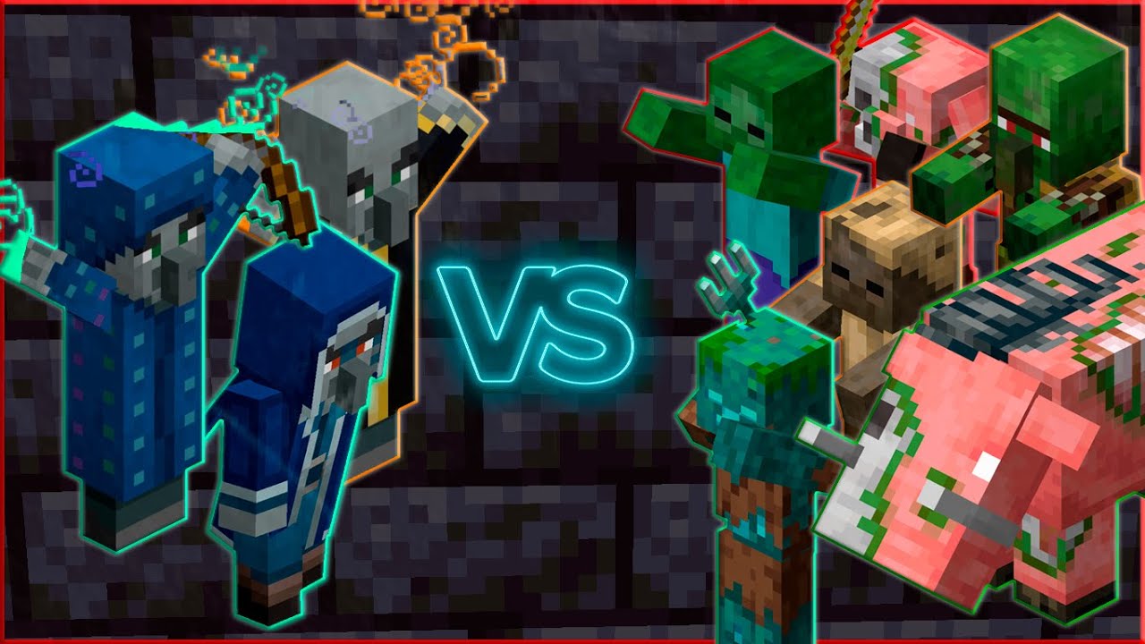 Evoker + Iceologer + Illusioner vs Zombie Army - Minecraft Mob Battle 1.16.3