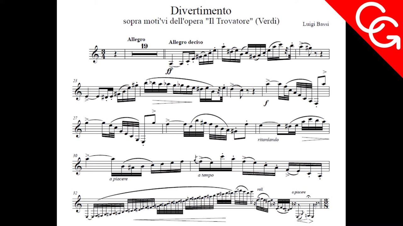 LUIGI BASSI Divertimento sopra motivi del Trovatore. Corrado Giuffredi, clarinet
