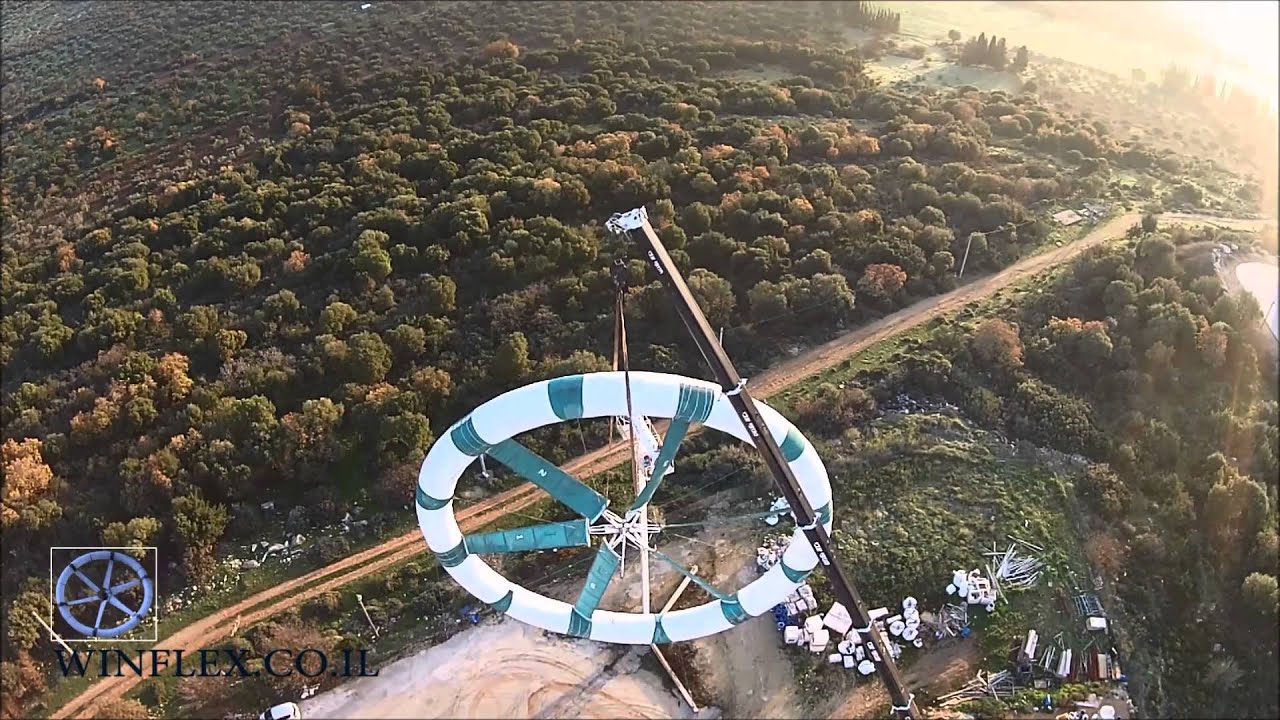 סקייווקר צילומי רחפן- צילומי הרכבת טורבינת רוח ייחודית ליצור חשמל של חברת Winflex