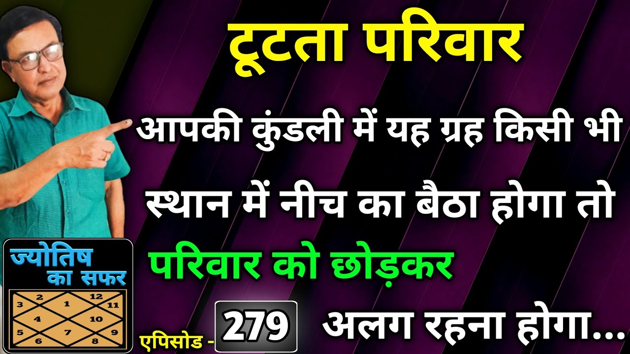 आपकी कुंडली में यह ग्रह किसी भी स्थान में नीच का बैठा होगा तो परिवार को छोड़कर अलग रहना होगा ।