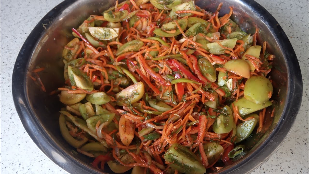 Ko'k pomidordan koreyskiy salat tayyorlash. Tayyorlab ko'ring afsuslanmaysiz