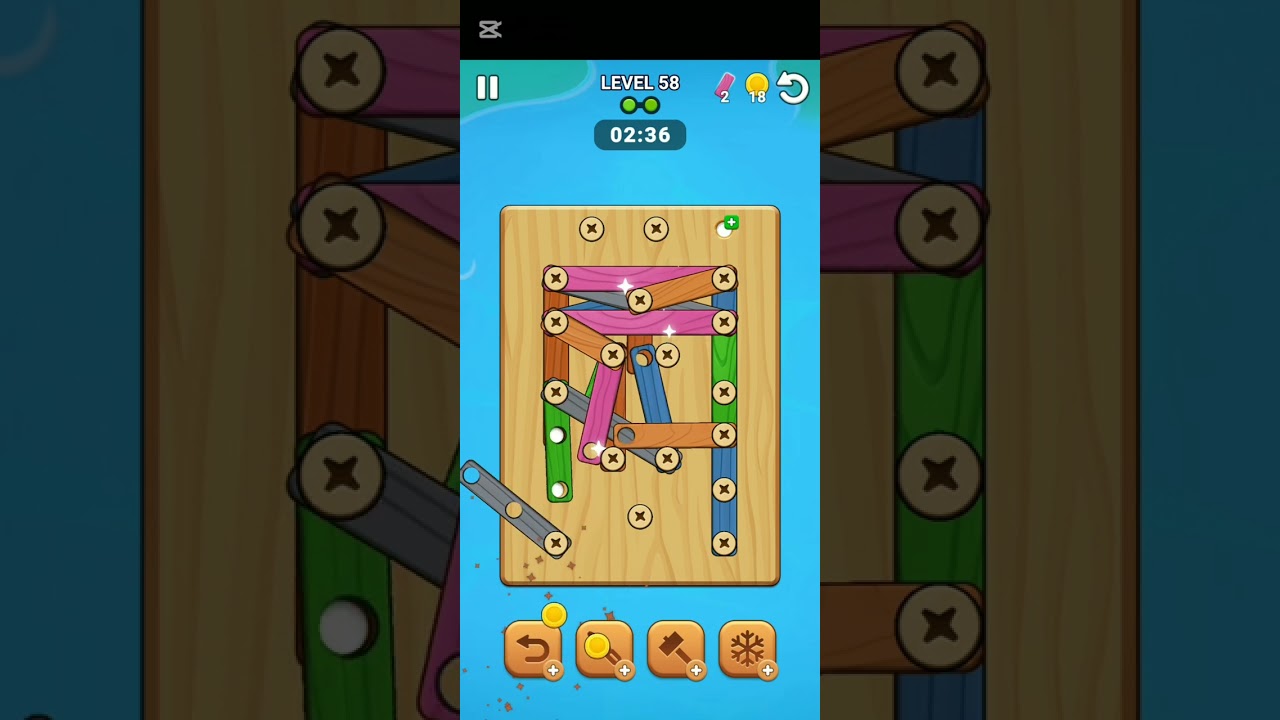 level 58 screw wood puzzle game