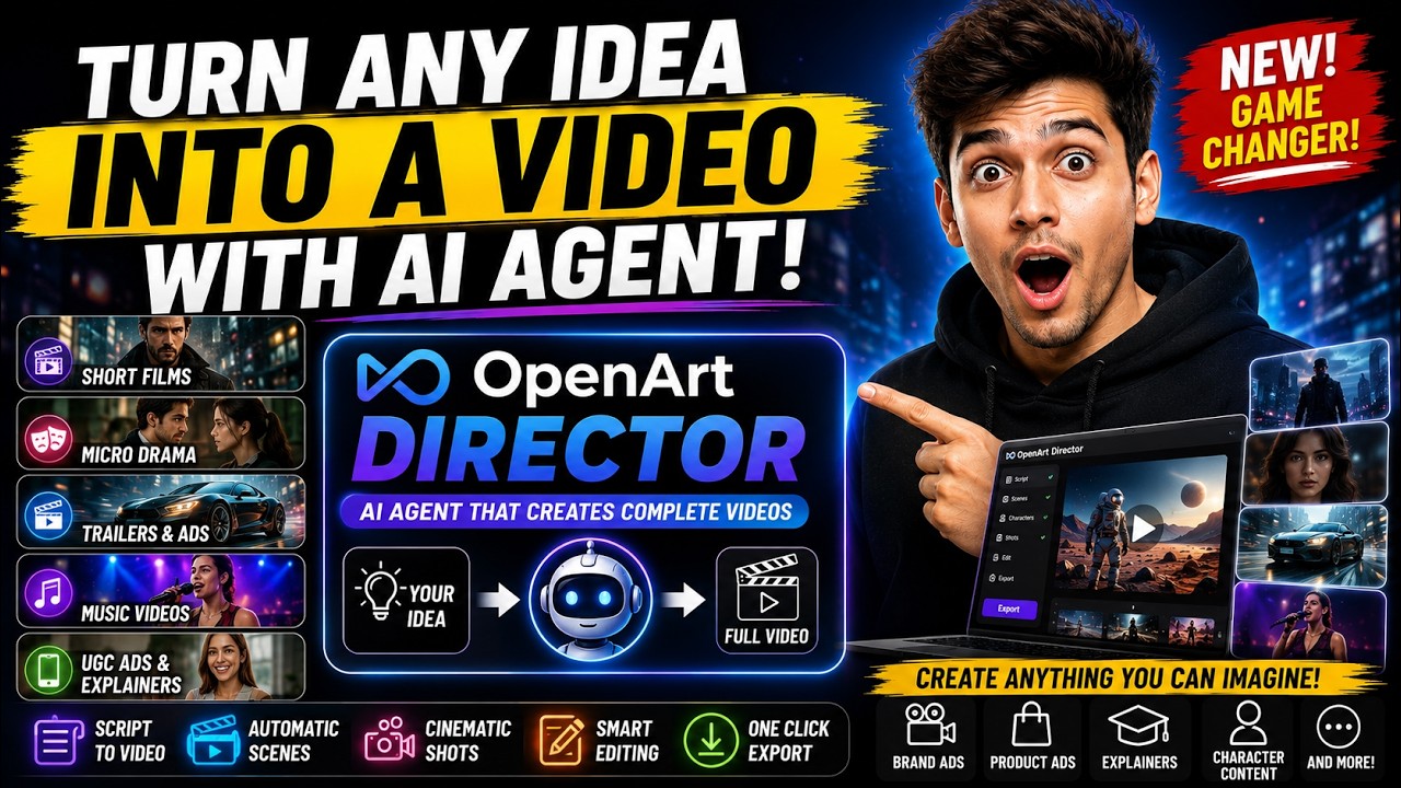 OpenArt Director Tutorial: Create AI Movies, Ads & YouTube Videos with One AI Agent