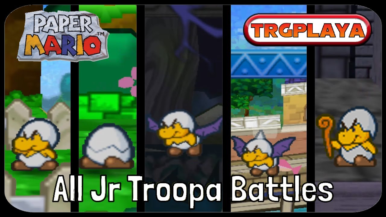 Paper Mario - All Jr Troopa Battles (1080p)