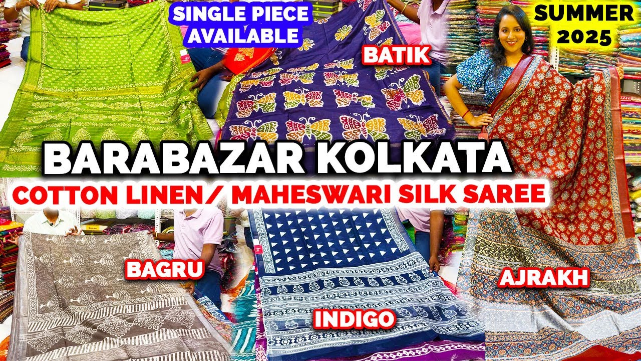 Summer Special Barabazar Saree Collection | Cotton Linen Indigo Ajrakh Batik Bagru Printed Sarees