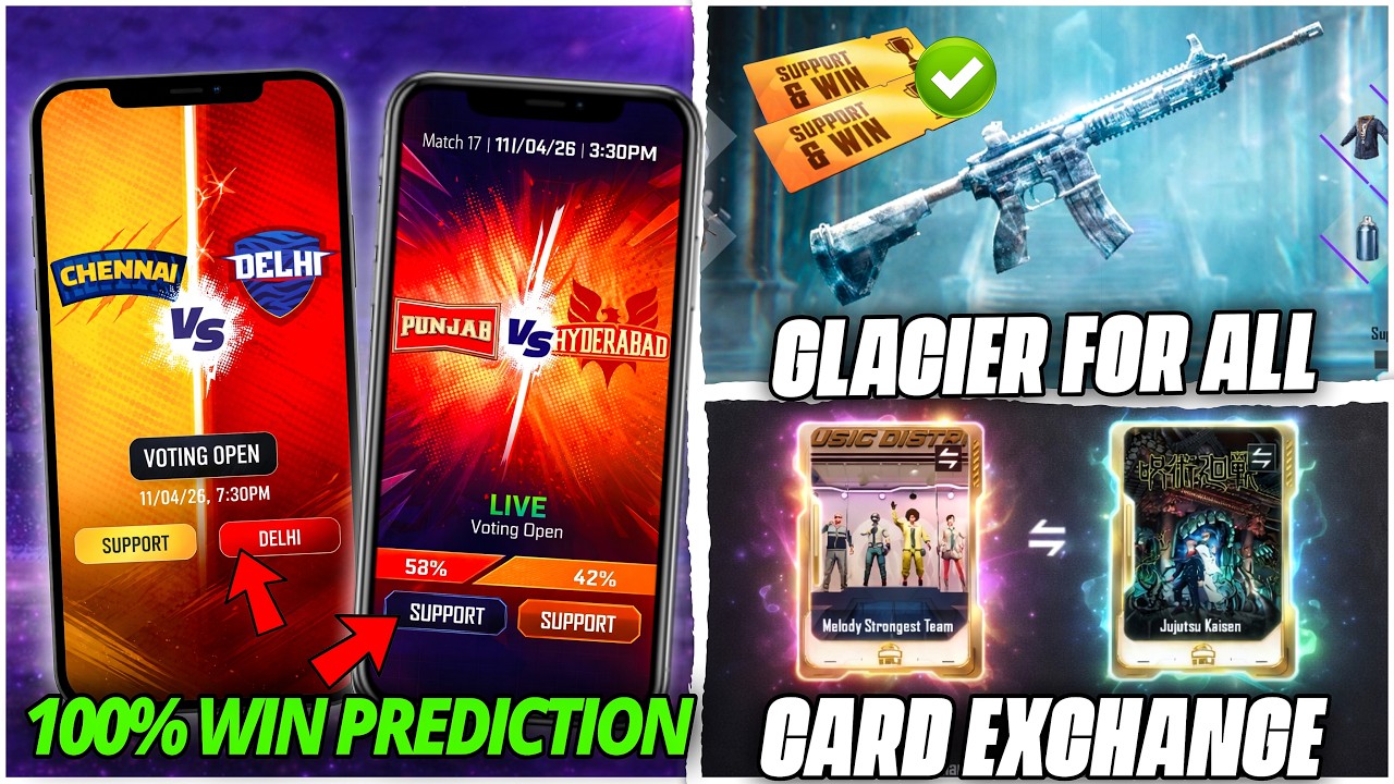 😱 M416 GLACIER FOR ALL / BGMI JJK CARD EXCHANGE / BGMI TODAY IPL MATCH PREDICTION