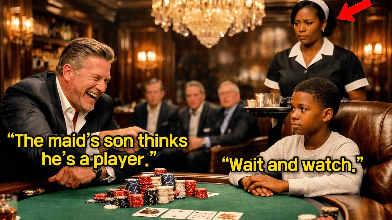 Billionaire Forces Black Maid’s Son to Play Poker to Mock him— Later SHOCKED at the Boy’s Genius