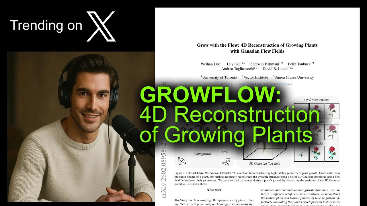 GROWFLOW: 4D Reconstruction of Growing Plants