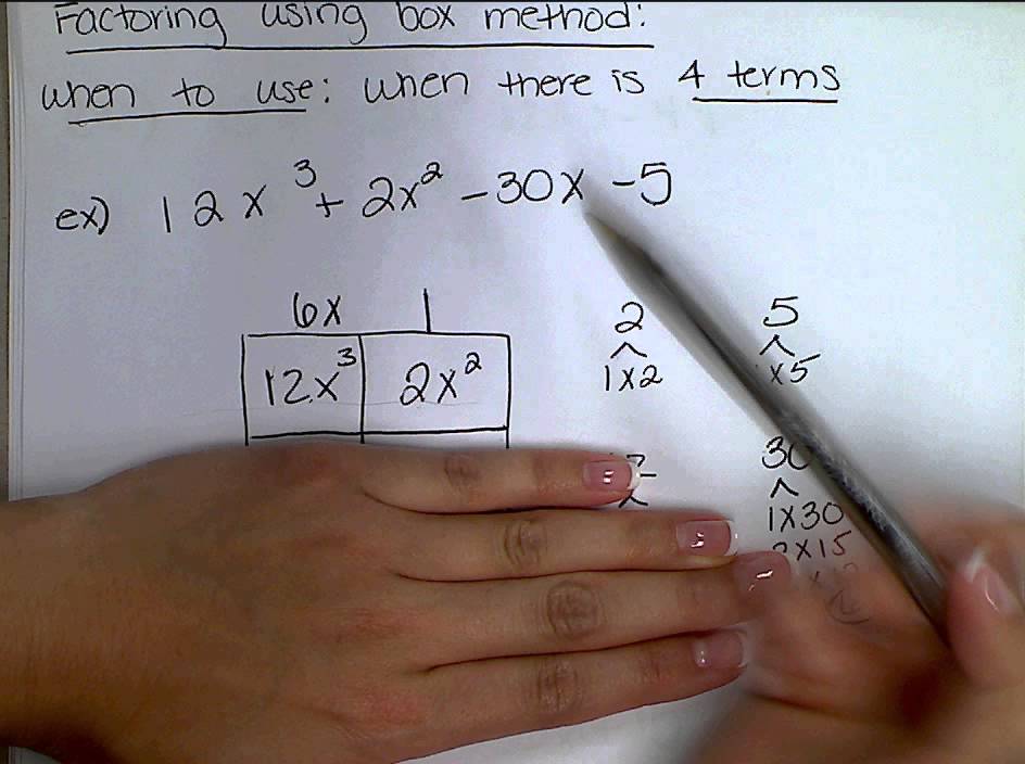 Factoring 4 terms using the box method