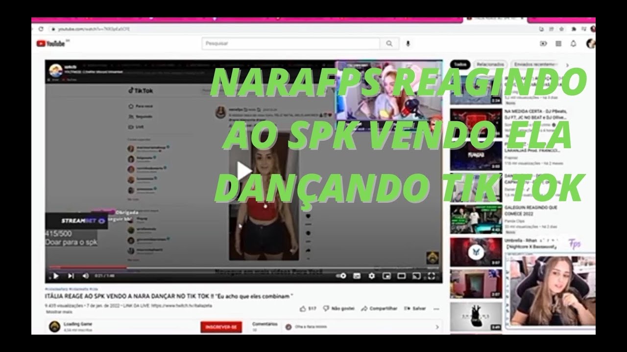 NARAFPS REAGINDO AO SPK VENDO ELA DAN&Ccedil;ANDO TIK TOK!!!