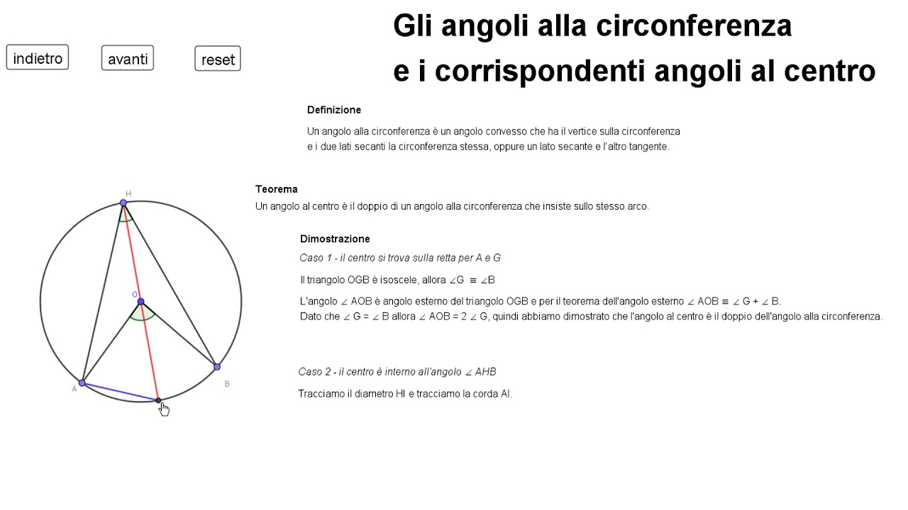 Angoli al centro e angoli alla circonferenza