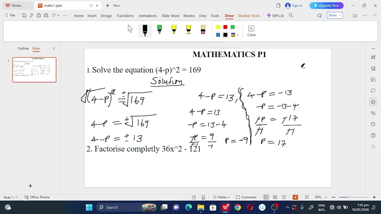 Mathematics p1 questions 