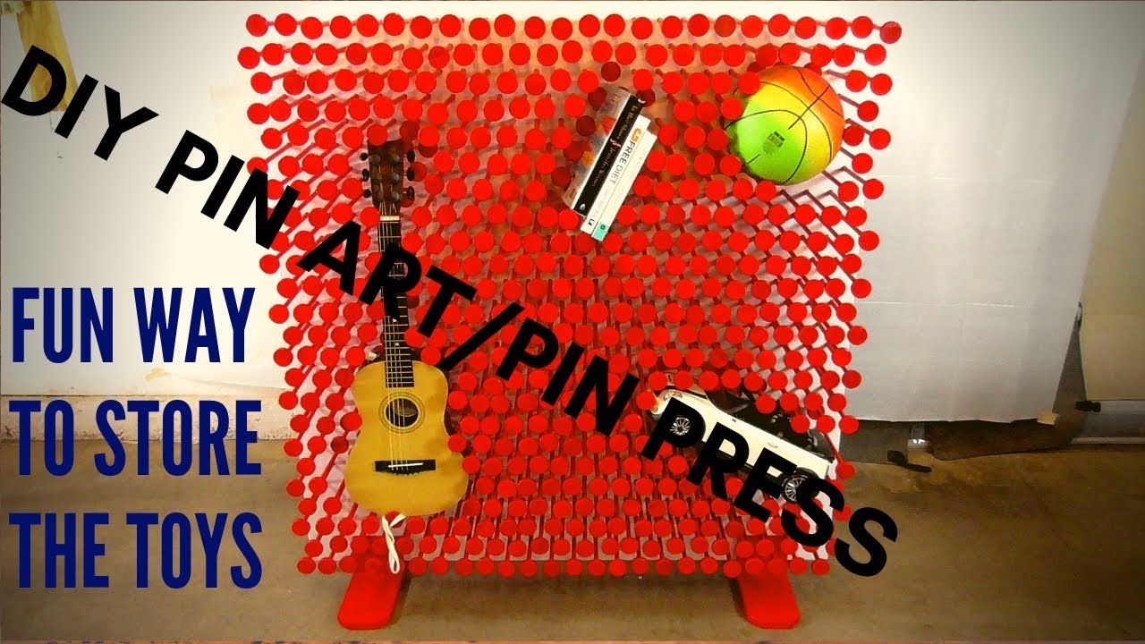 Giant DIY pin art/pin press. Cool toy for kids to play and put away the toys!