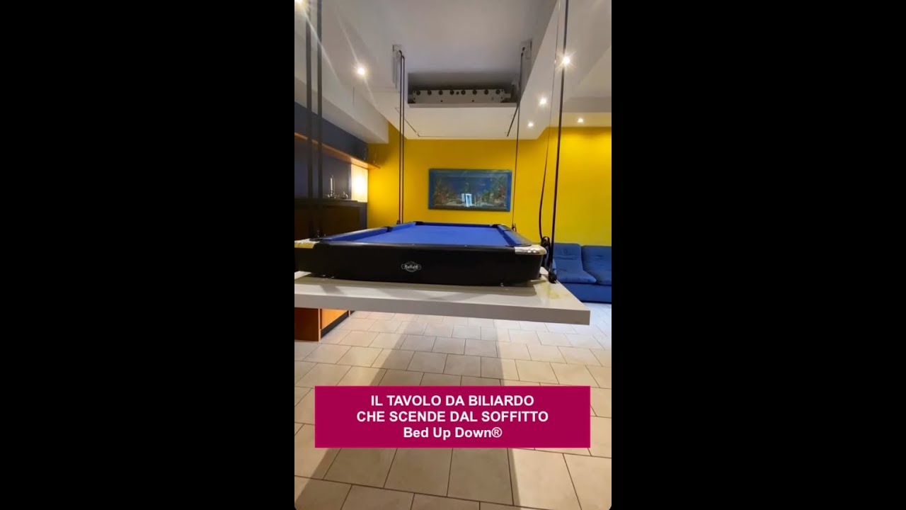 Tavolo da biliardo e calcio balilla a scomparsa nel soffitto Bed Up Down&reg;
