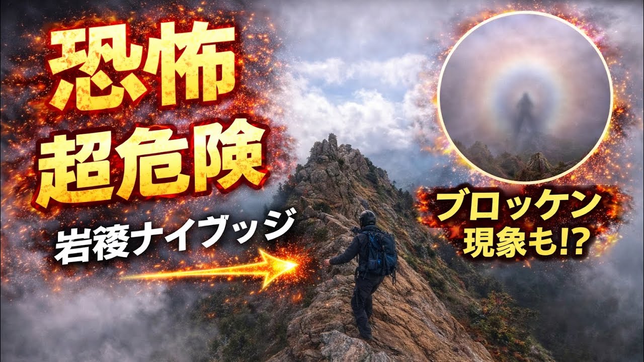 【恐怖】石鎚山天狗岳ナイフリッジ  ブロッケン現象　インスタ360X4