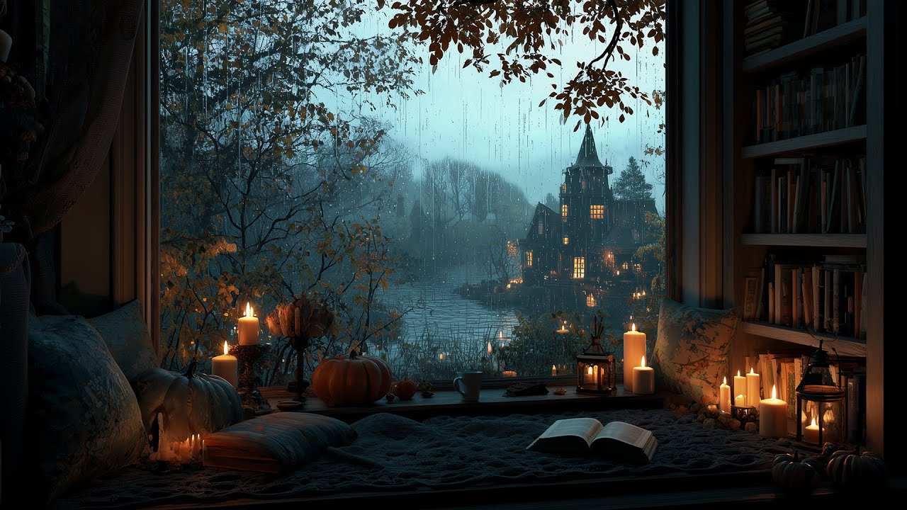 A Rainy Night of Solitude 🕯 Dark Academia Ambience with Candlelight for Study & Reflection