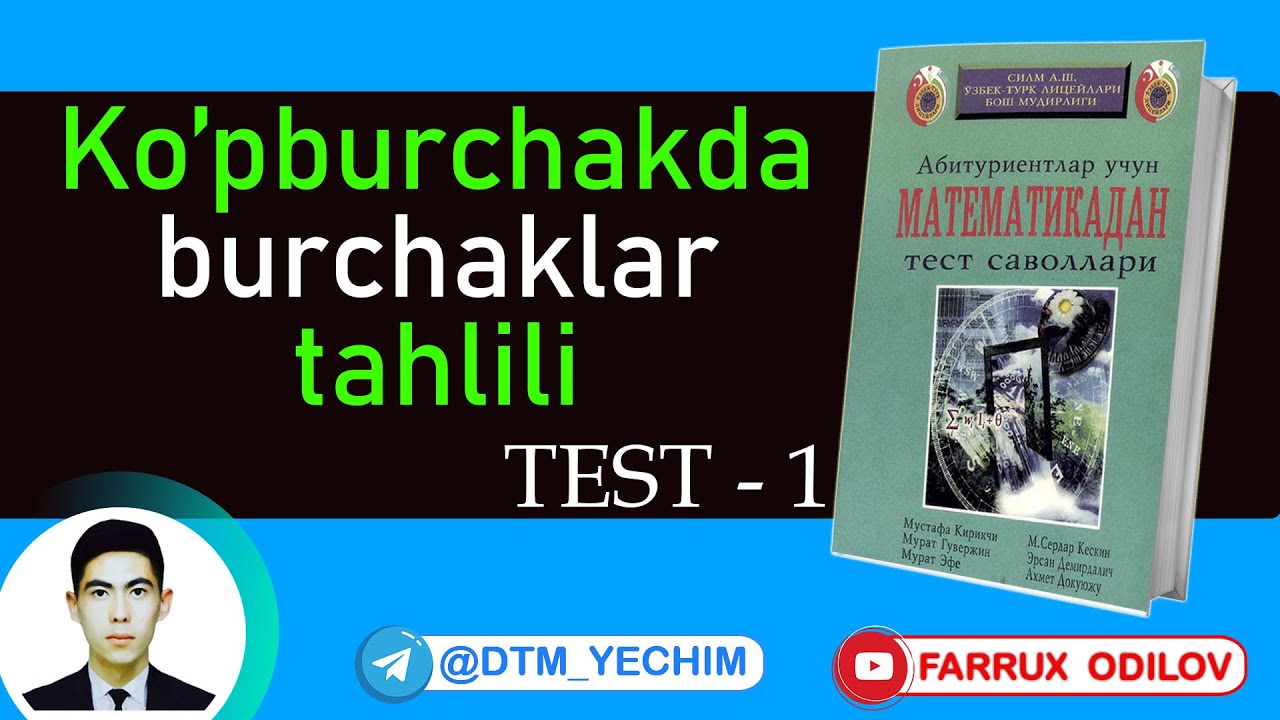 Ko'pburchakda  burchaklar (TEST-1) | Turk litsey yechimlari