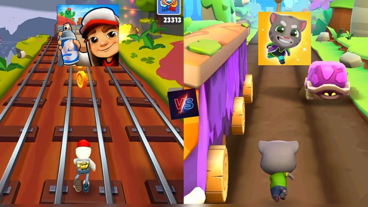 Sabway surfers 🆚 talking Tom time Run campration 🔝 two games in one frame 🖼️