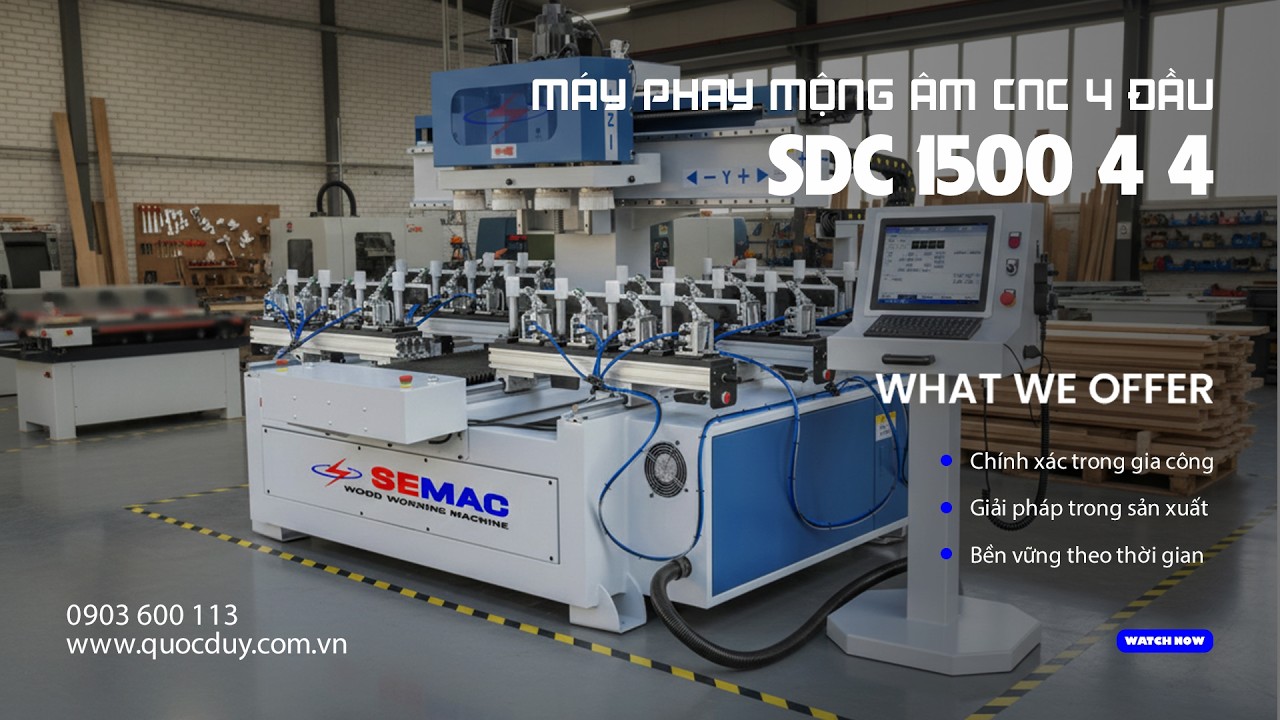 Máy Đánh Mộng Âm CNC 4 Đầu – Tạo Mộng Khít Khao, Sản Xuất Hàng Loạt | SDC 1500 4 4