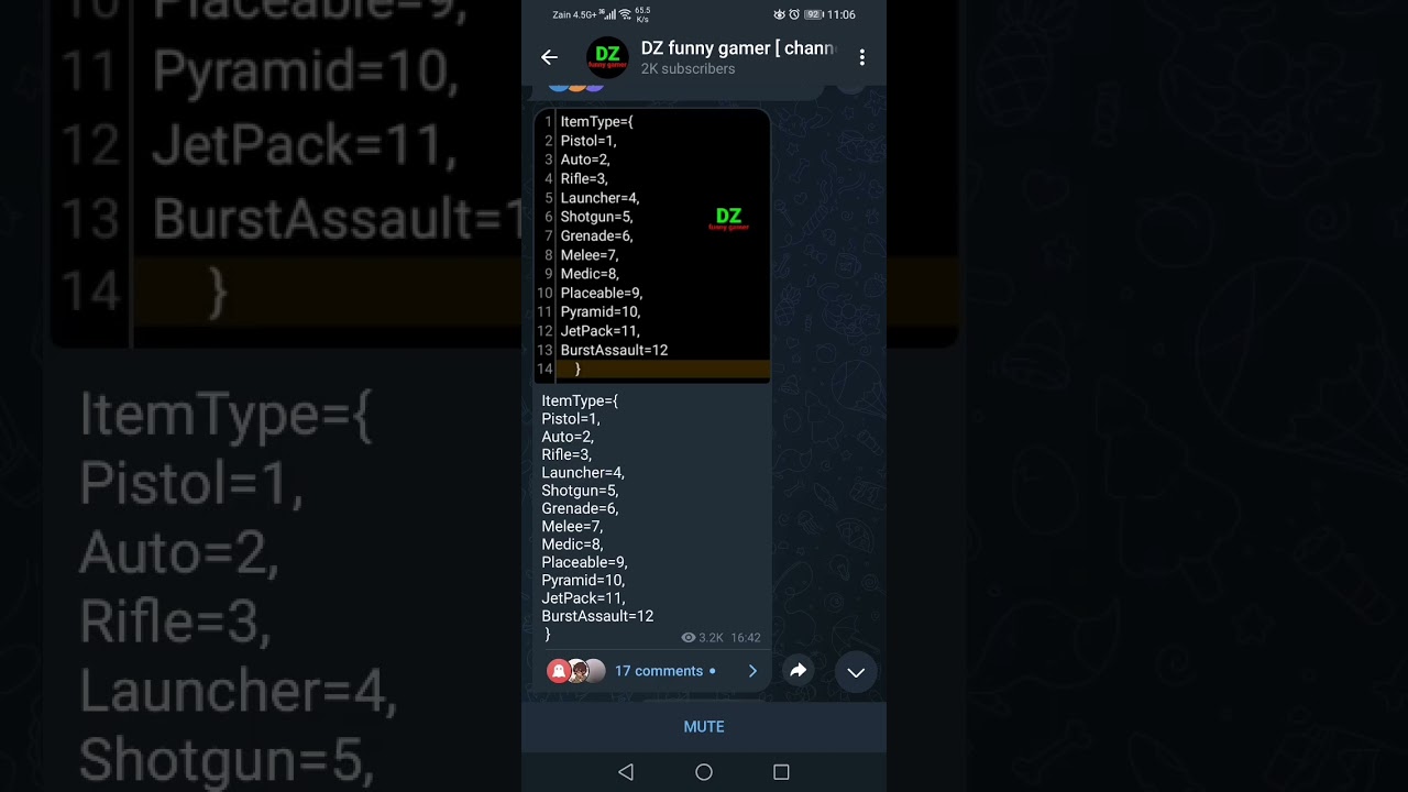 items type codes for Rocket Royale with game guardian