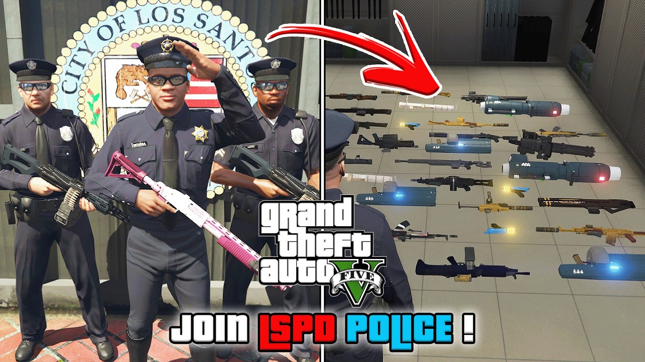 GTA 5 - How To Join the Police! (Police Uniform, Free Weapons & more)