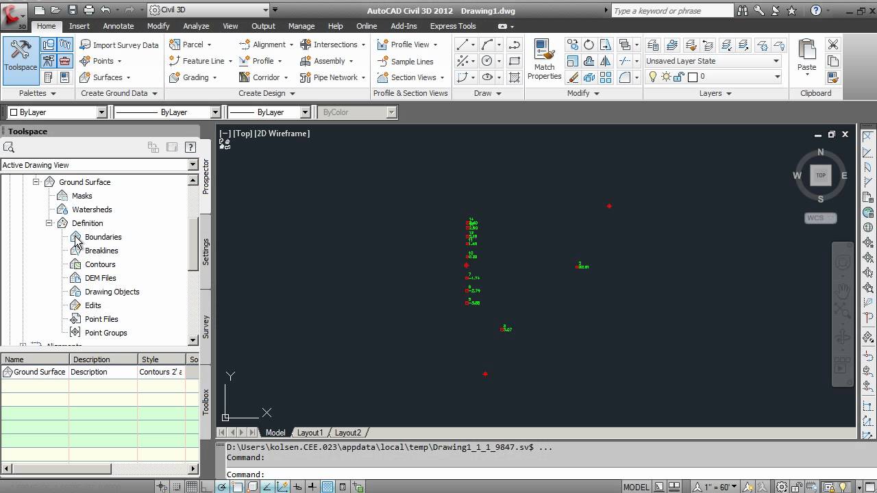 Civil 3D - Creating a Surface from Points