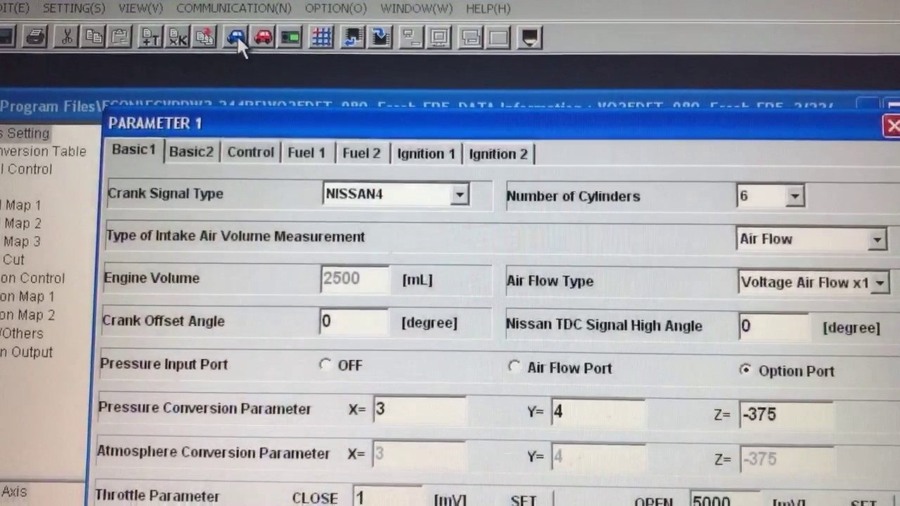 English Fcon 3.24 software screen. Power writer