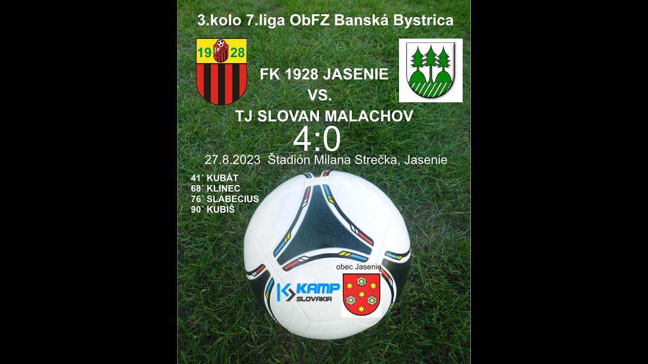 FK 1928 Jasenie - TJ Slovan Malachov - 4:0 - 27/8/2023