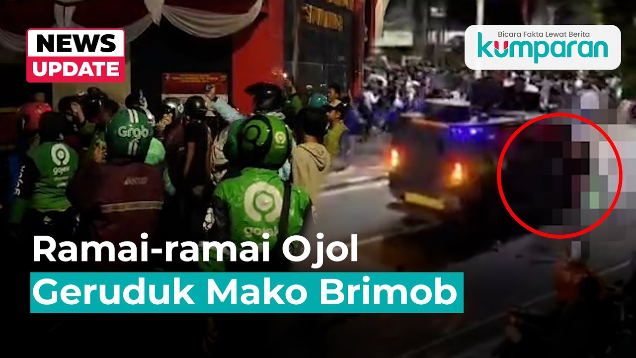Ojol Datangi Markas Brimob usai Ramai Video Rekan Tertabrak Mobil Polisi di Pejompongan