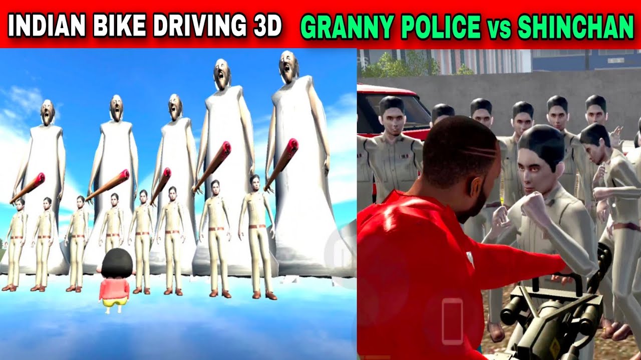 Granny Police Vs Shinchan | Funny Gameplay Indian Bikes Driving 3d 🤣🤣