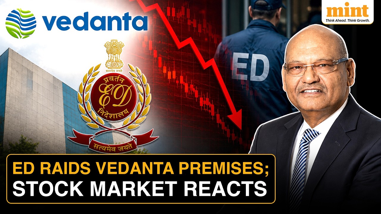 Акции Vedanta рухнули более чем на 4% по сравнению с дневным максимумом после обыска в офисе комп...