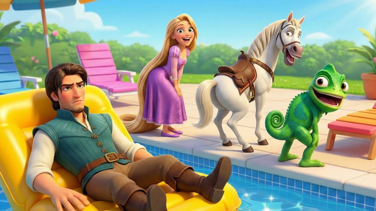 Relaxing? Not Today 😂✨Rapunzel Leads a Prank on Flynn Rider, with Pascal & Maximus | Funny Animation