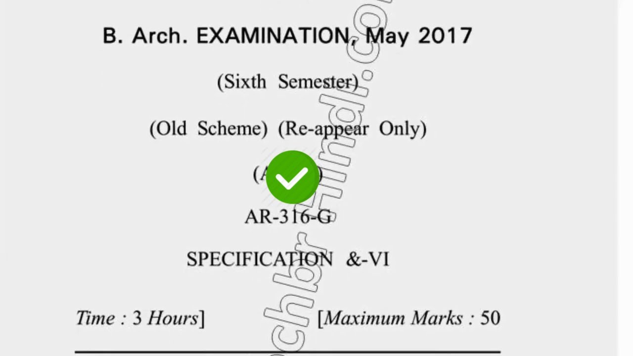 2017 Dcurst BARCH 6th Sem  Reappear Specification Quesion Paper