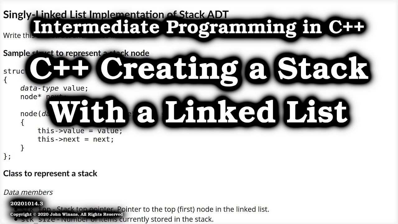 C++ A Linked List Implementation of a Stack